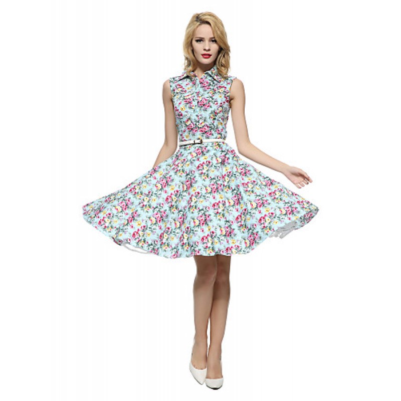  Women's 50s VTG Retro Floral Rockabilly Hepburn P...