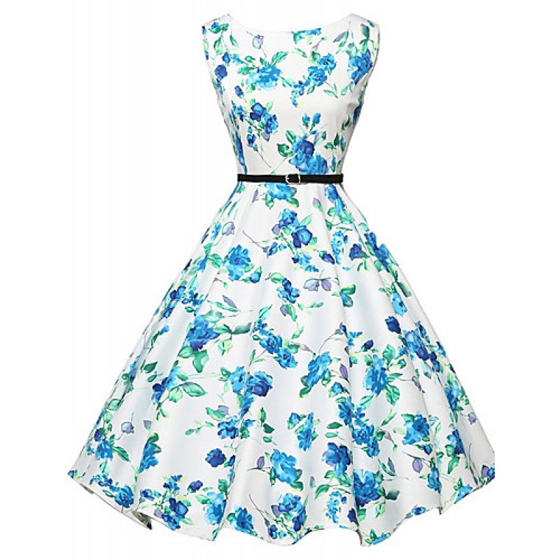 Women's Sexy / Vintage Floral A Line / Skater Dres...