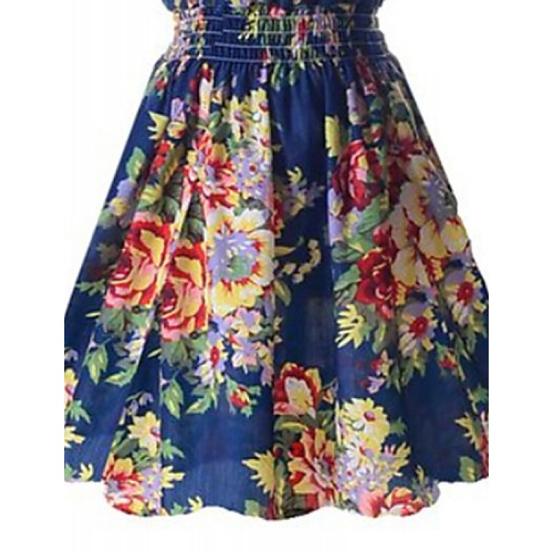 Women's Elegant Printing Sleeveless WaistedDress