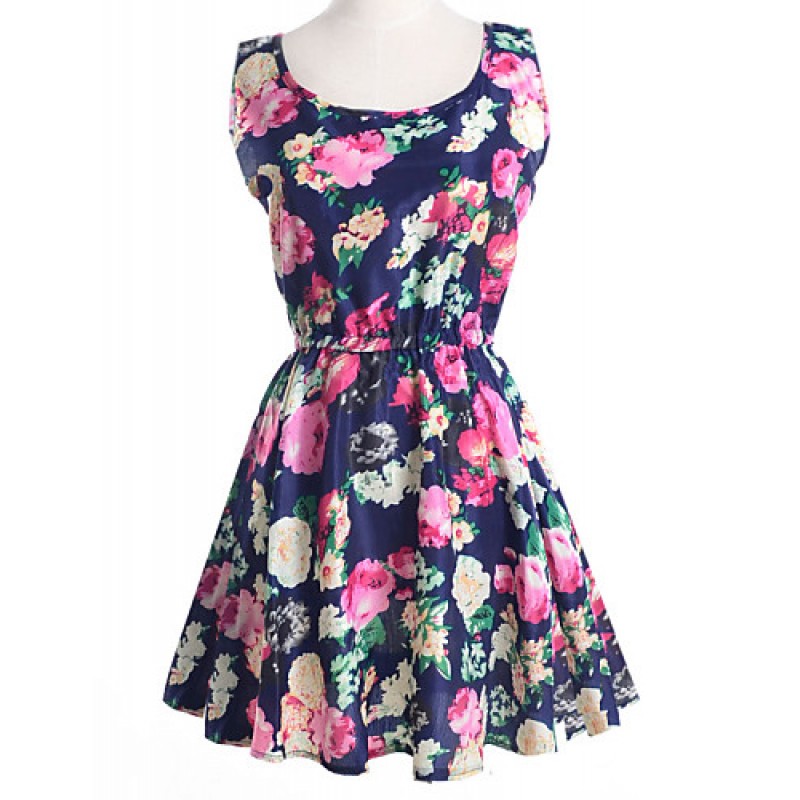 Women's Summer Chiffon Floral Print Sleeveless Ves...