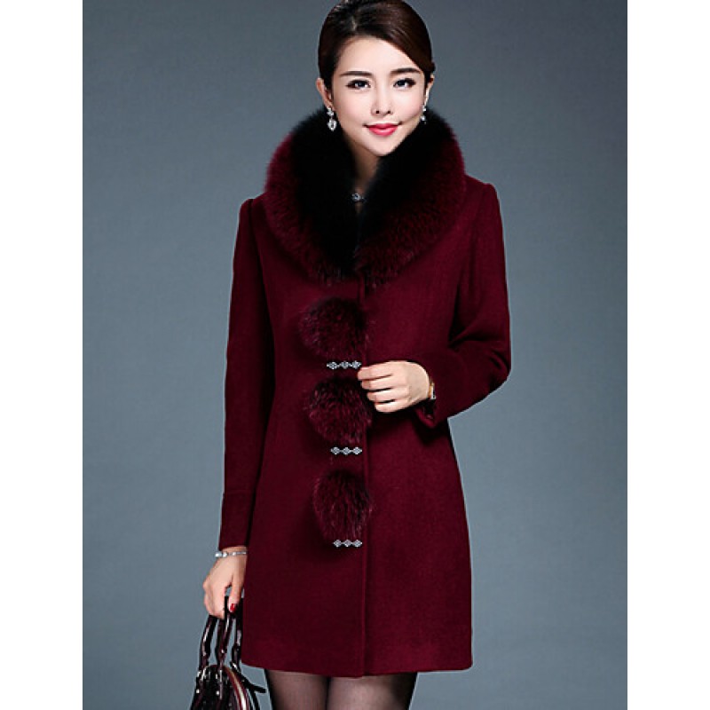 Women's Plus Size / Casual/Daily Simple Coat,Solid...