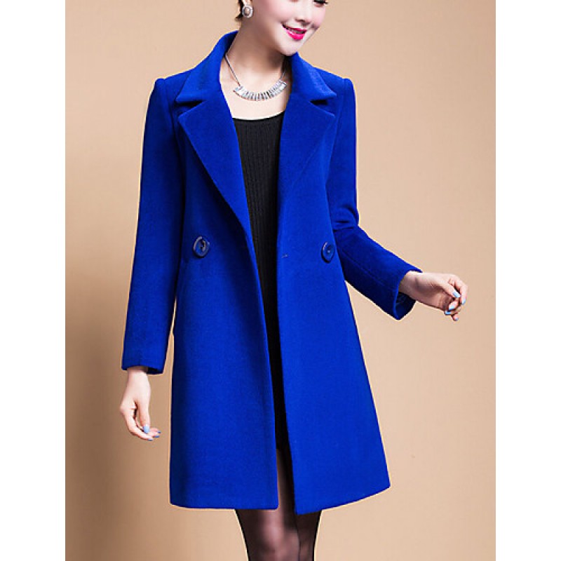 Women's Plus Size Coat,Solid Shirt Collar Long Sle...